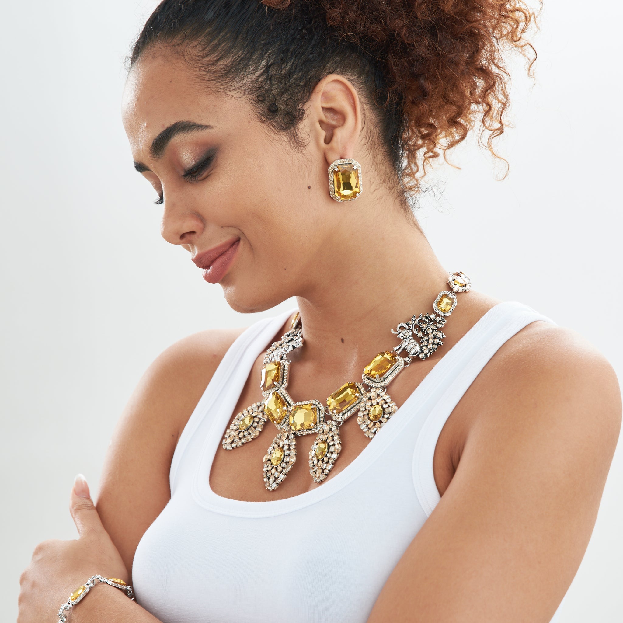 Whitley Heirloom Necklace - Canary - Sassy Jones beaded jewelry, handcrafted necklaces, vibrant colors, intricate designs, timeless elegance, glass beads, gemstones, natural elements, sophistication, special occasions, casual wear, thoughtful gifts, artistry, fashion, Handcrafted jewelry, Playful design