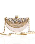 Wisteria Half Moon Clutch - Mother of Pearl,Handbags, Sassy Jones,