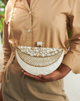 Wisteria Half Moon Clutch - Mother of Pearl,Handbags, Sassy Jones,