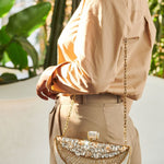 Wisteria Half Moon Clutch - Mother of Pearl,Handbags, Sassy Jones,