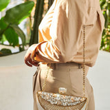 Wisteria Half Moon Clutch - Mother of Pearl,Handbags, Sassy Jones,