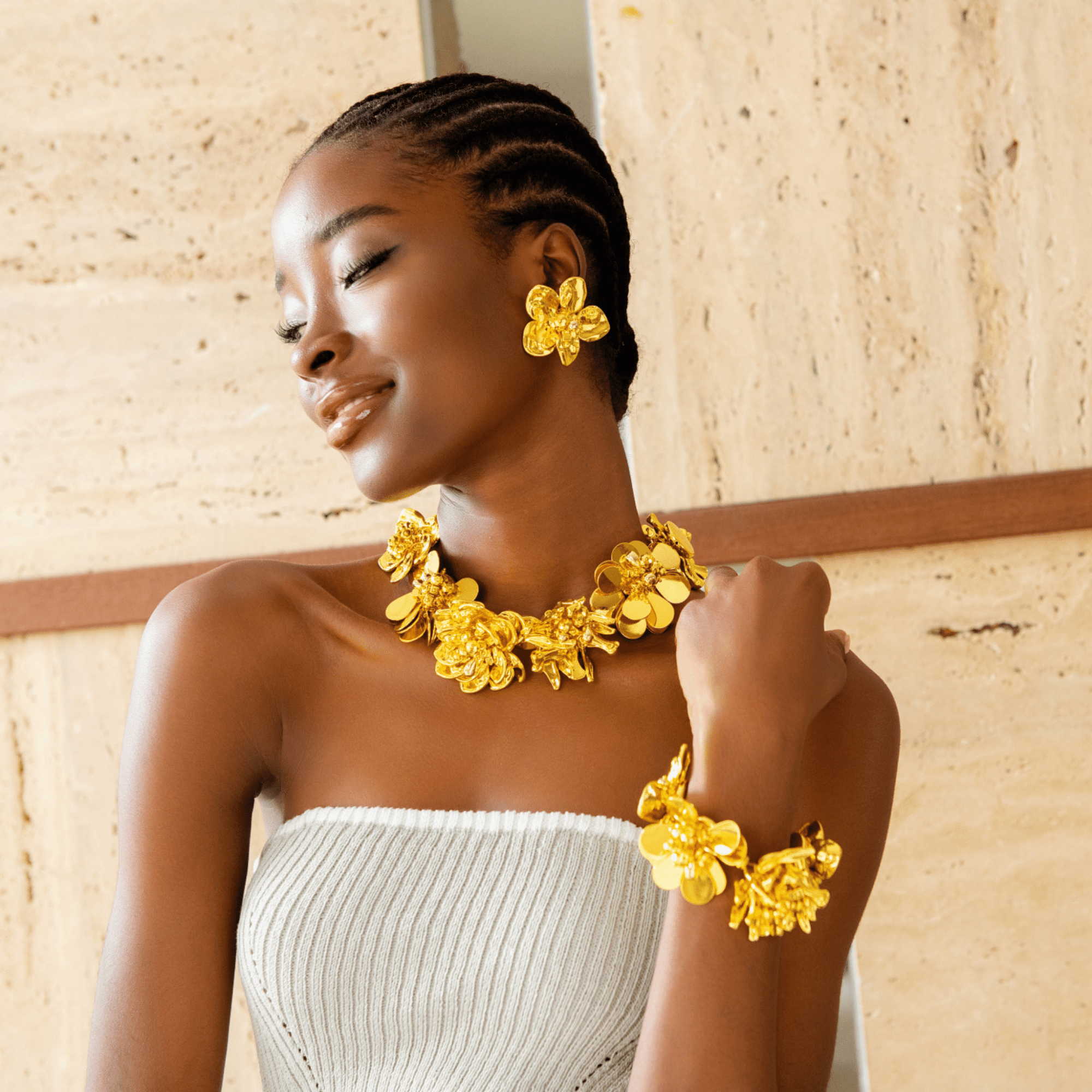 Wisteria Sculptural Bracelet - 18k Gold,Bracelets, Sassy Jones,