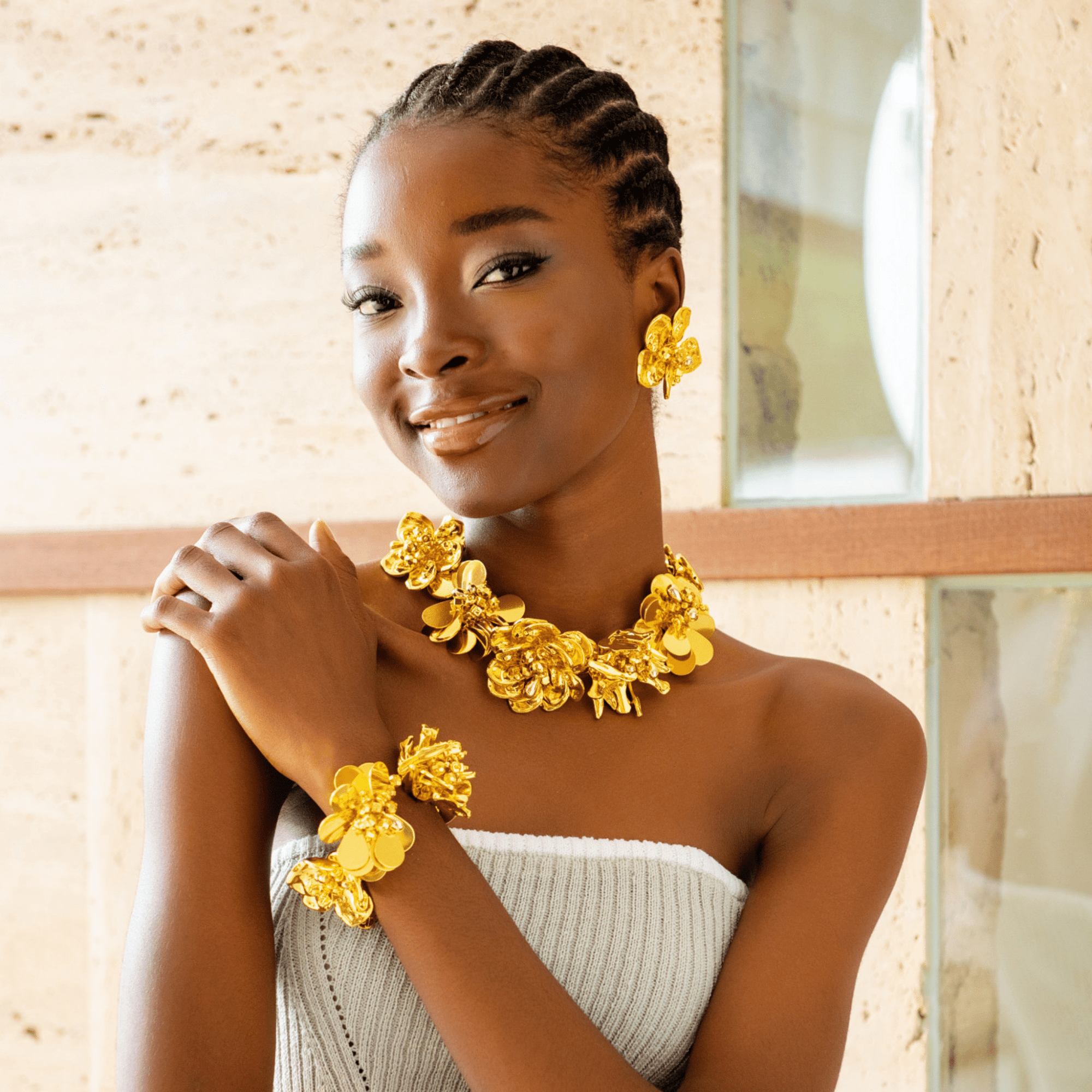 Wisteria Sculptural Bracelet - 18k Gold,Bracelets, Sassy Jones,