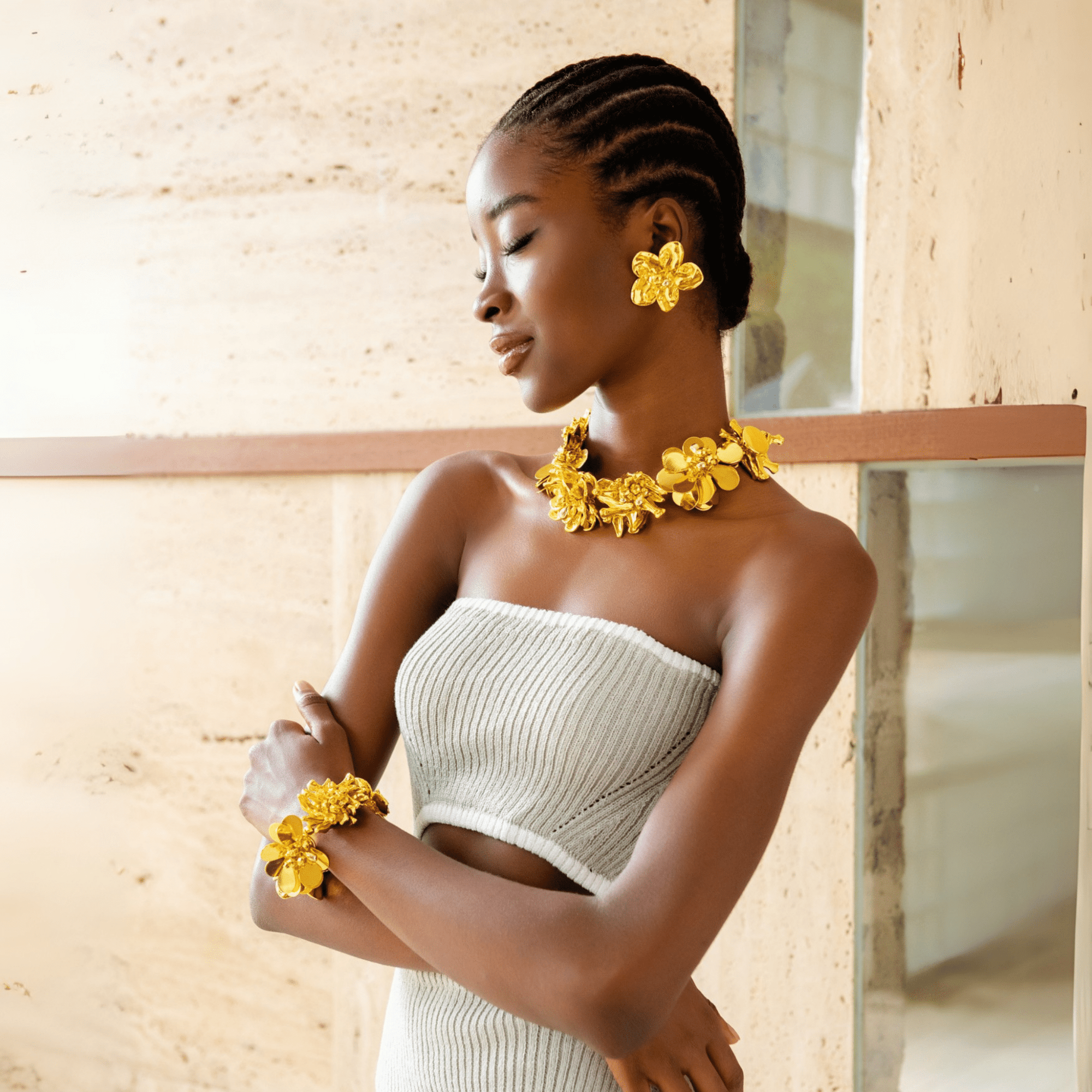 Wisteria Sculptural Earrings - 18k Gold,Earrings, Sassy Jones,