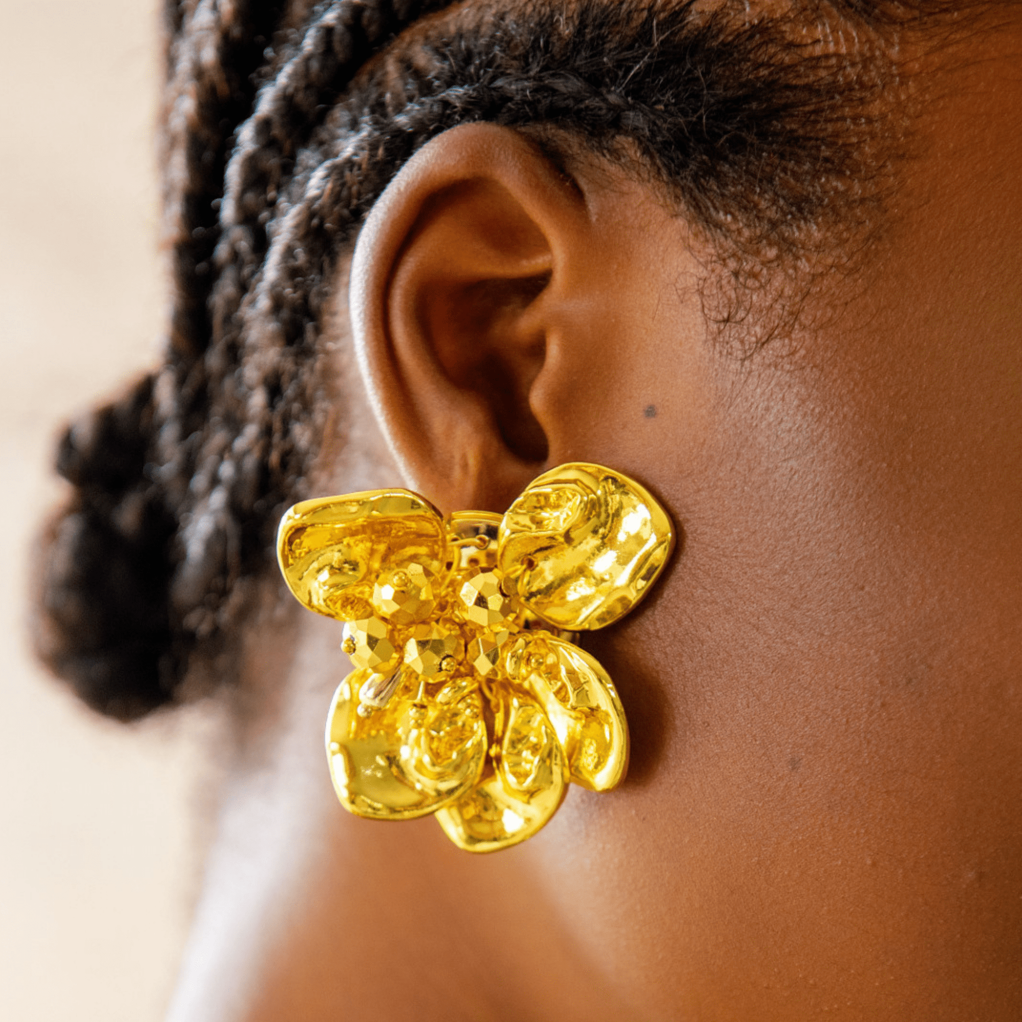 Wisteria Sculptural Earrings - 18k Gold,Earrings, Sassy Jones,