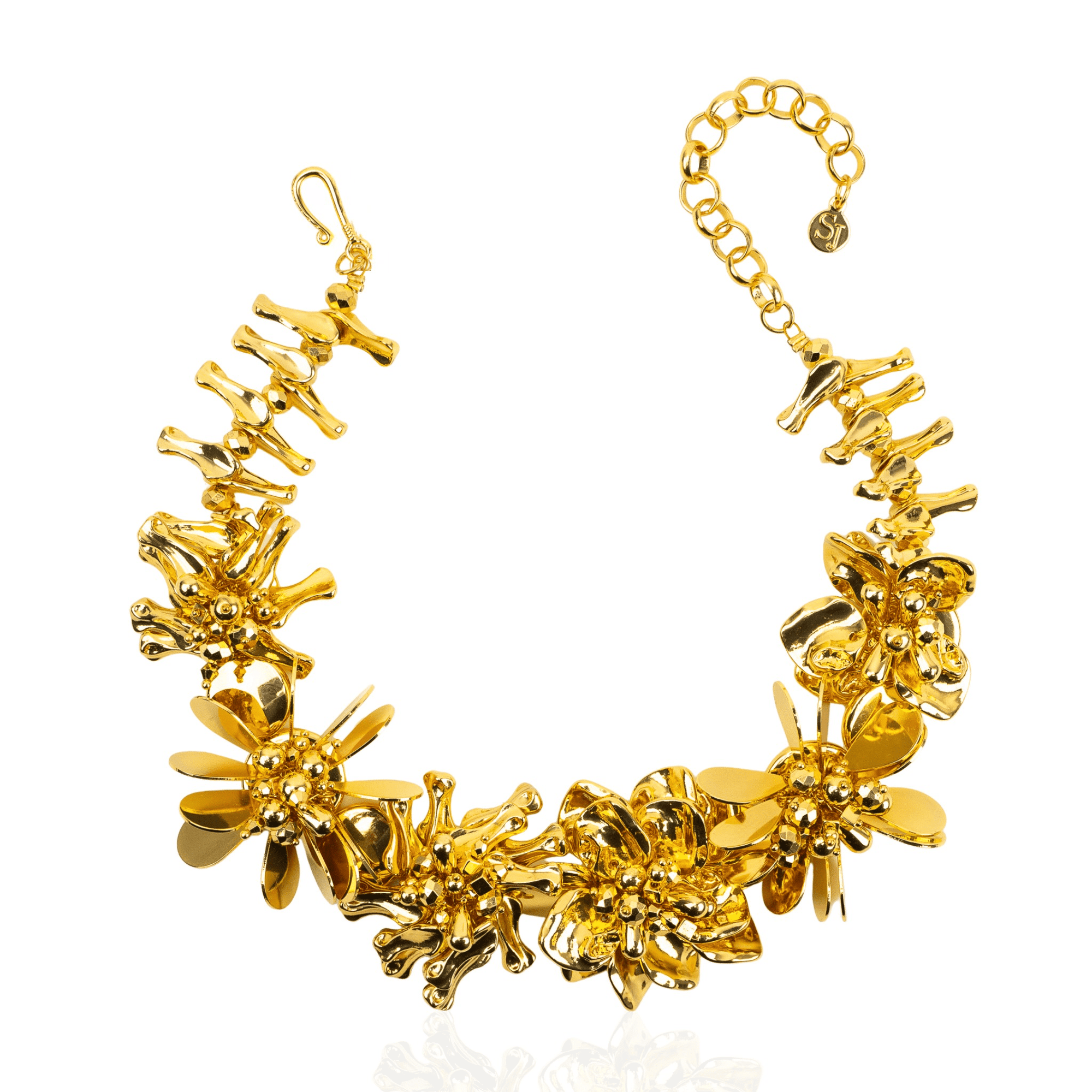 Wisteria Sculptural Necklace - 18k Gold,Necklaces, Sassy Jones,