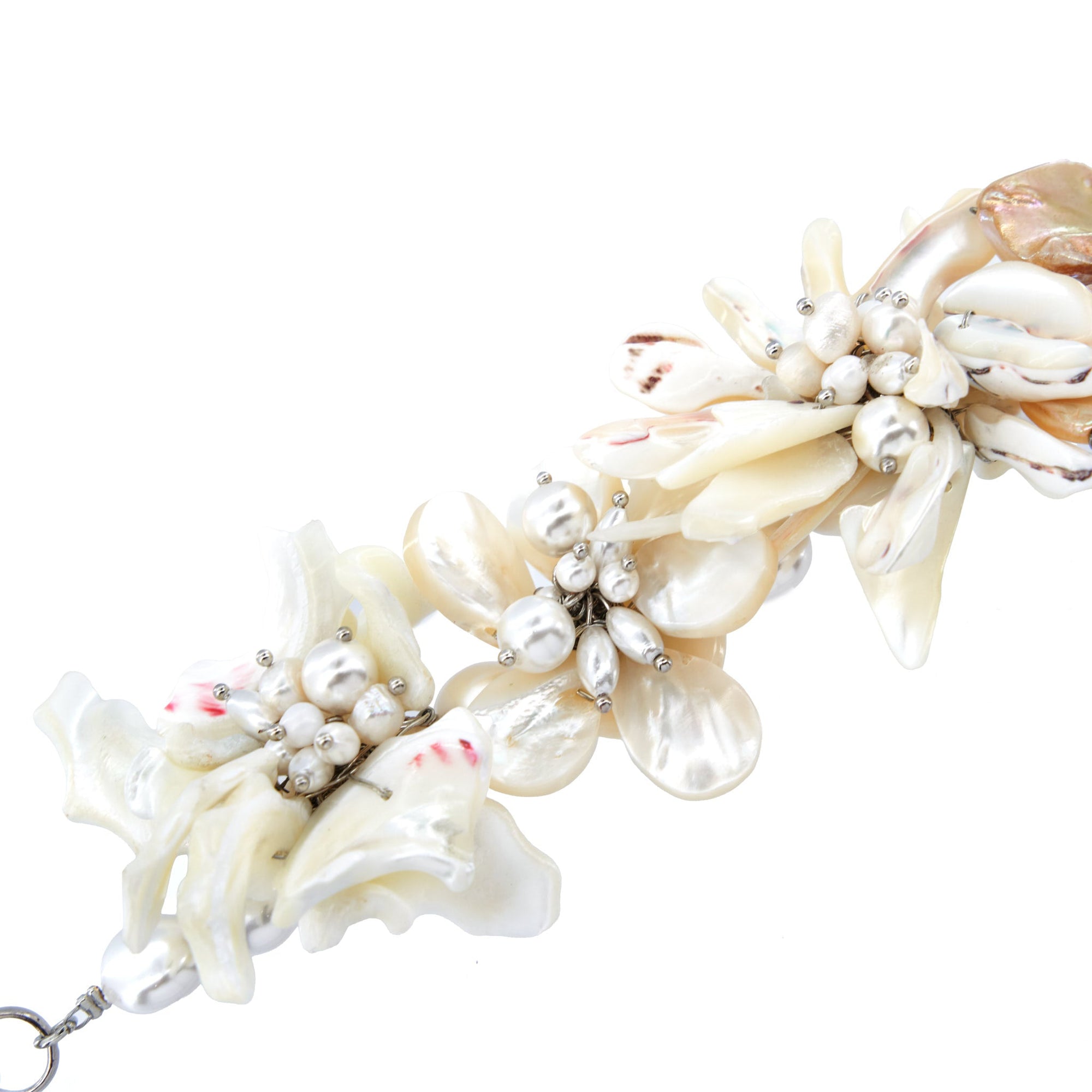 Wisteria Abalone Shell Bracelet - Ivory Flower,Bracelets, Sassy Jones,