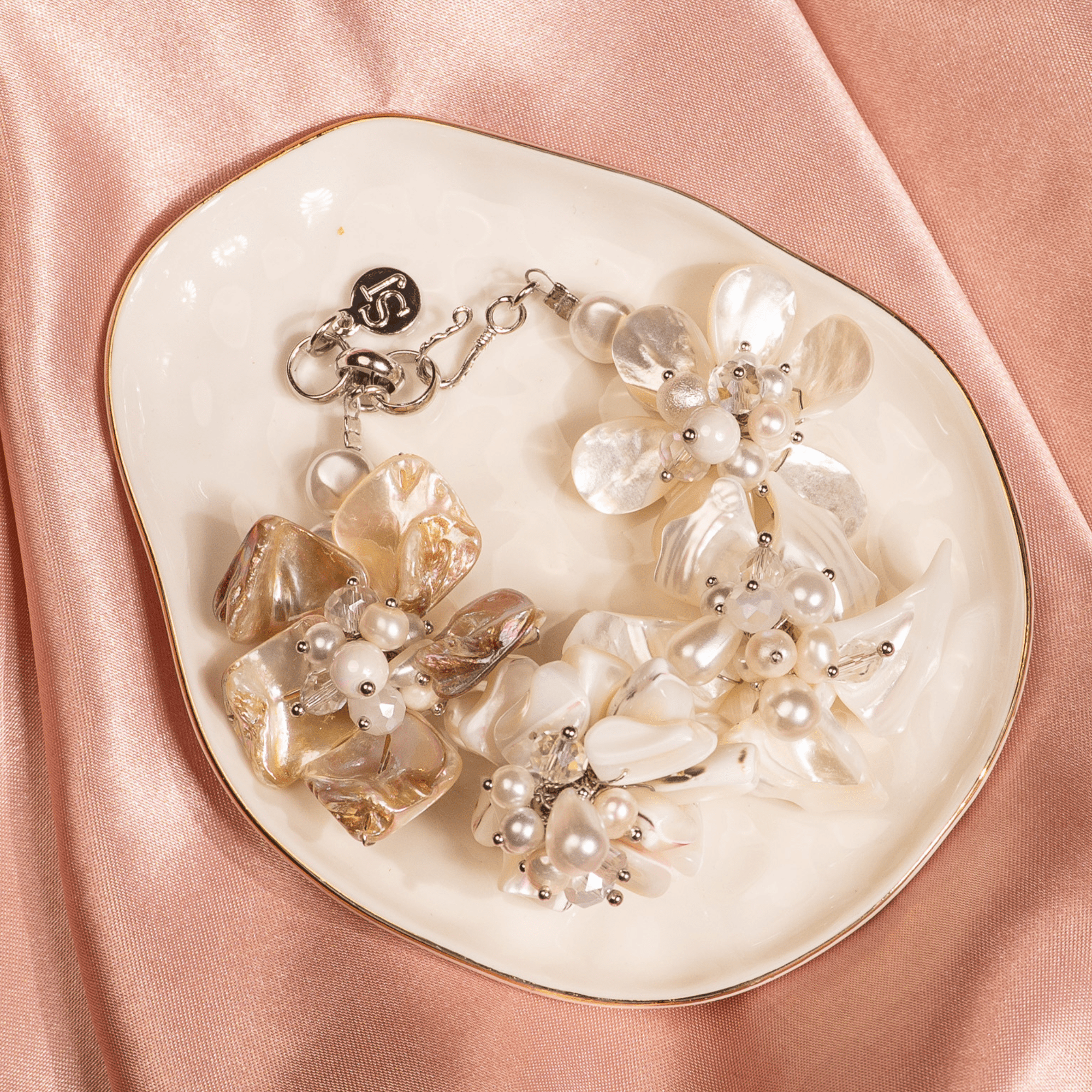 Wisteria Semi Precious Bracelet - Mother of Pearl,Bracelets, Sassy Jones,