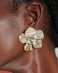 Wisteria Abalone Shell Earrings - Ivory Flower,Earrings, Sassy Jones,