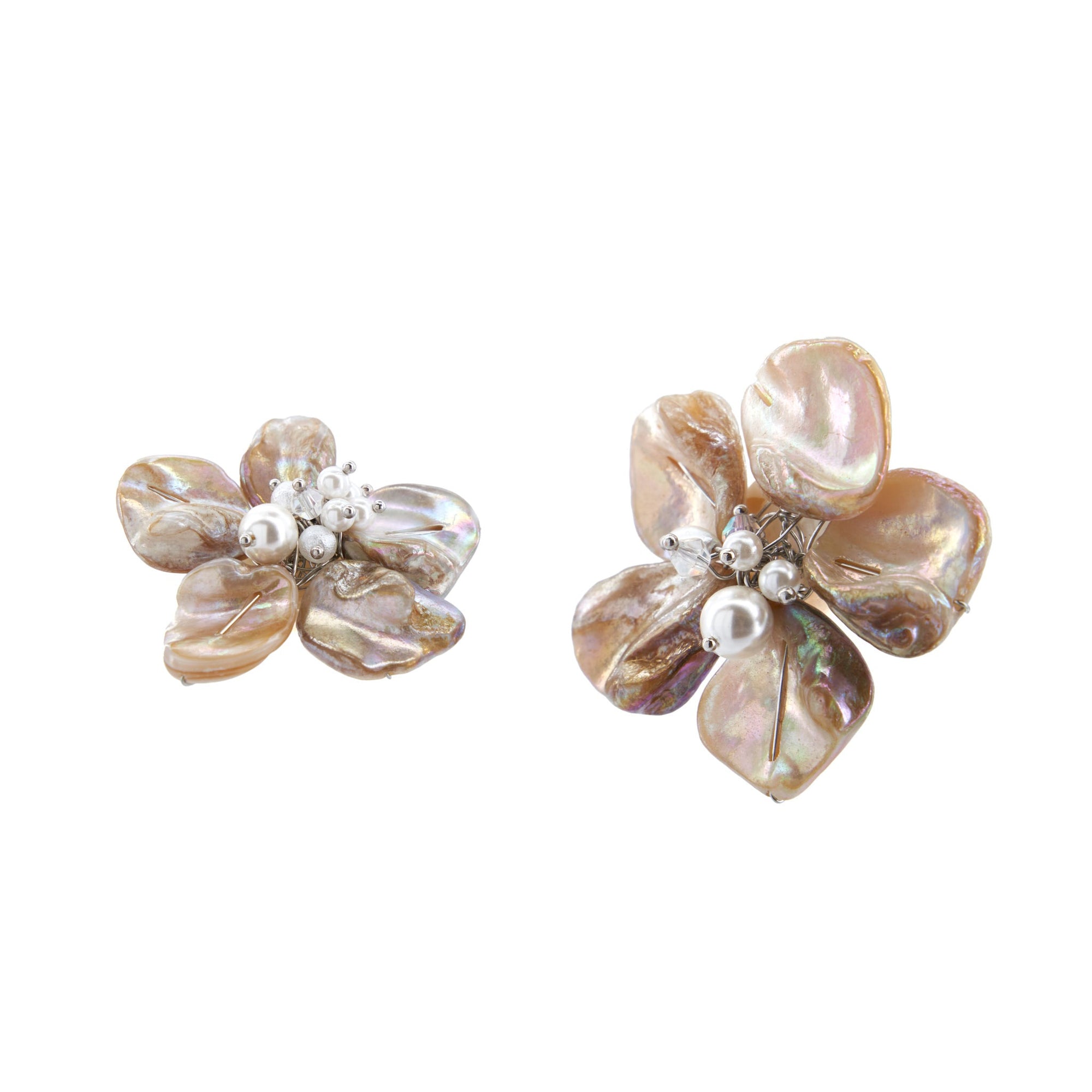 Wisteria Abalone Shell Earrings - Ivory Flower,Earrings, Sassy Jones,