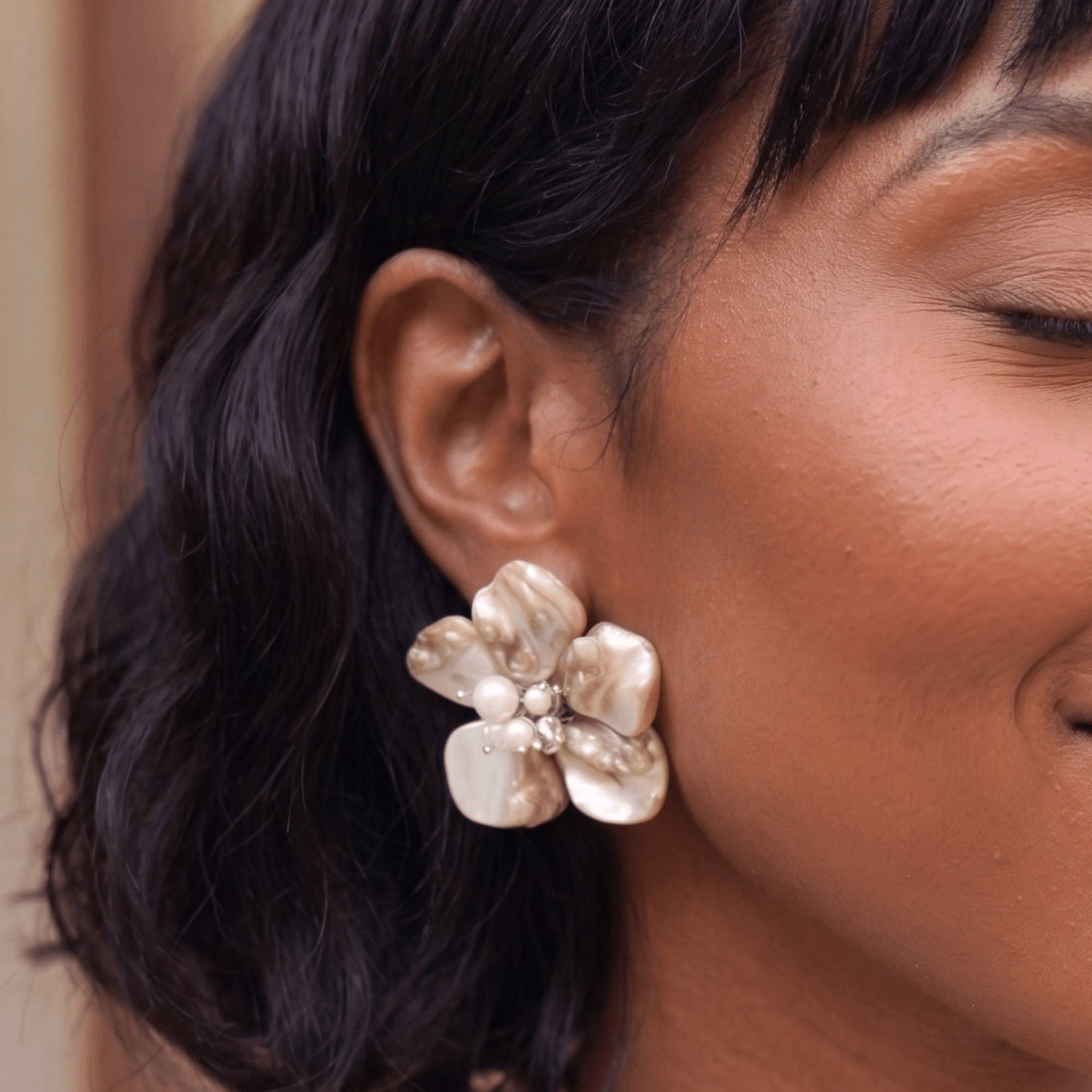 Wisteria Semi Precious Earrings - Mother of Pearl,Earrings, Sassy Jones,