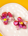 Wisteria Semi Precious Earrings - Pink/Orange Abalone,Earrings, Sassy Jones,