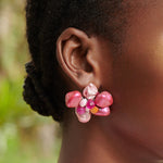 Wisteria Semi Precious Earrings - Pink/Orange Abalone,Earrings, Sassy Jones,