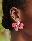 Wisteria Semi Precious Earrings - Pink/Orange Abalone,Earrings, Sassy Jones,