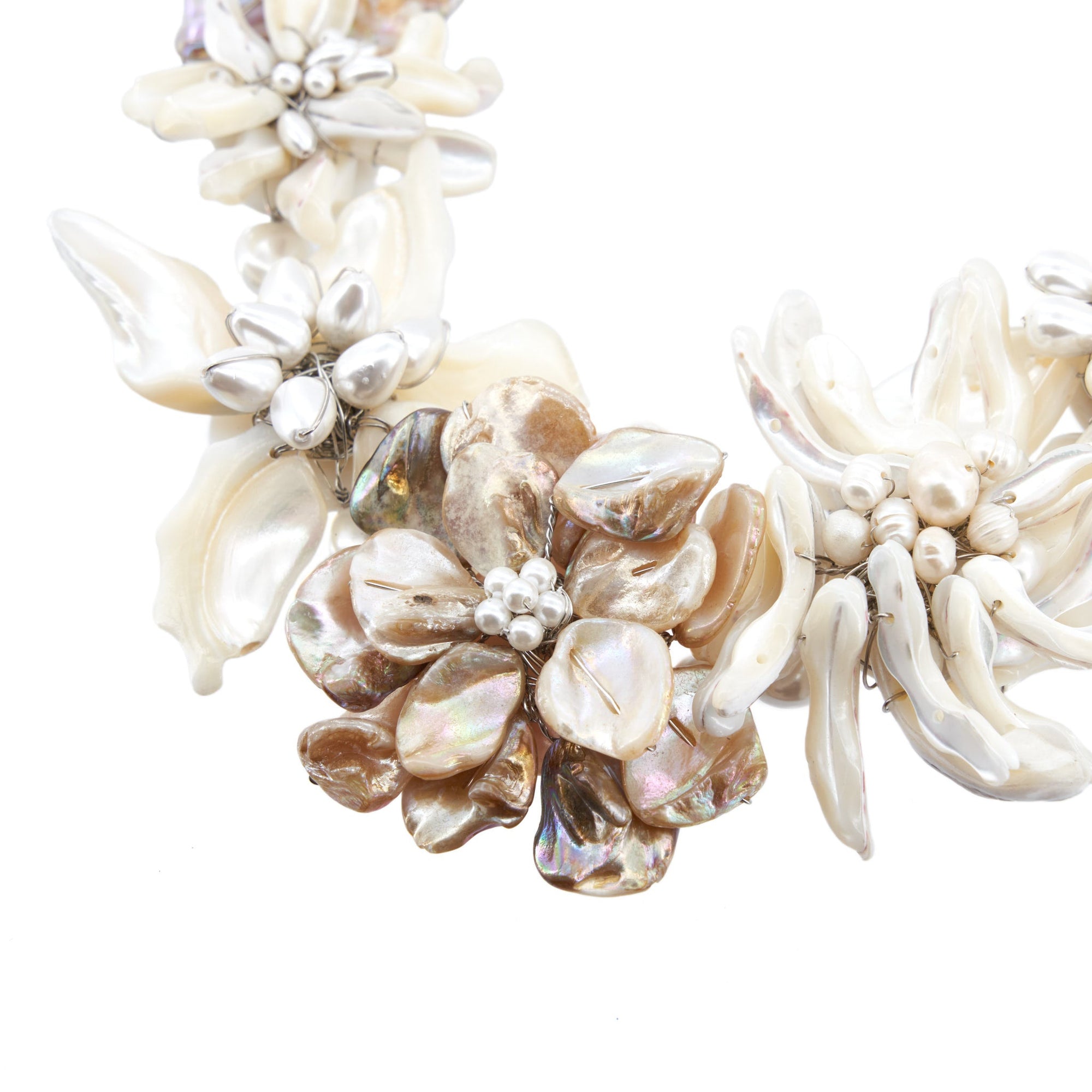 Wisteria Abalone Shell Necklace - Ivory Flower,Necklaces, Sassy Jones,