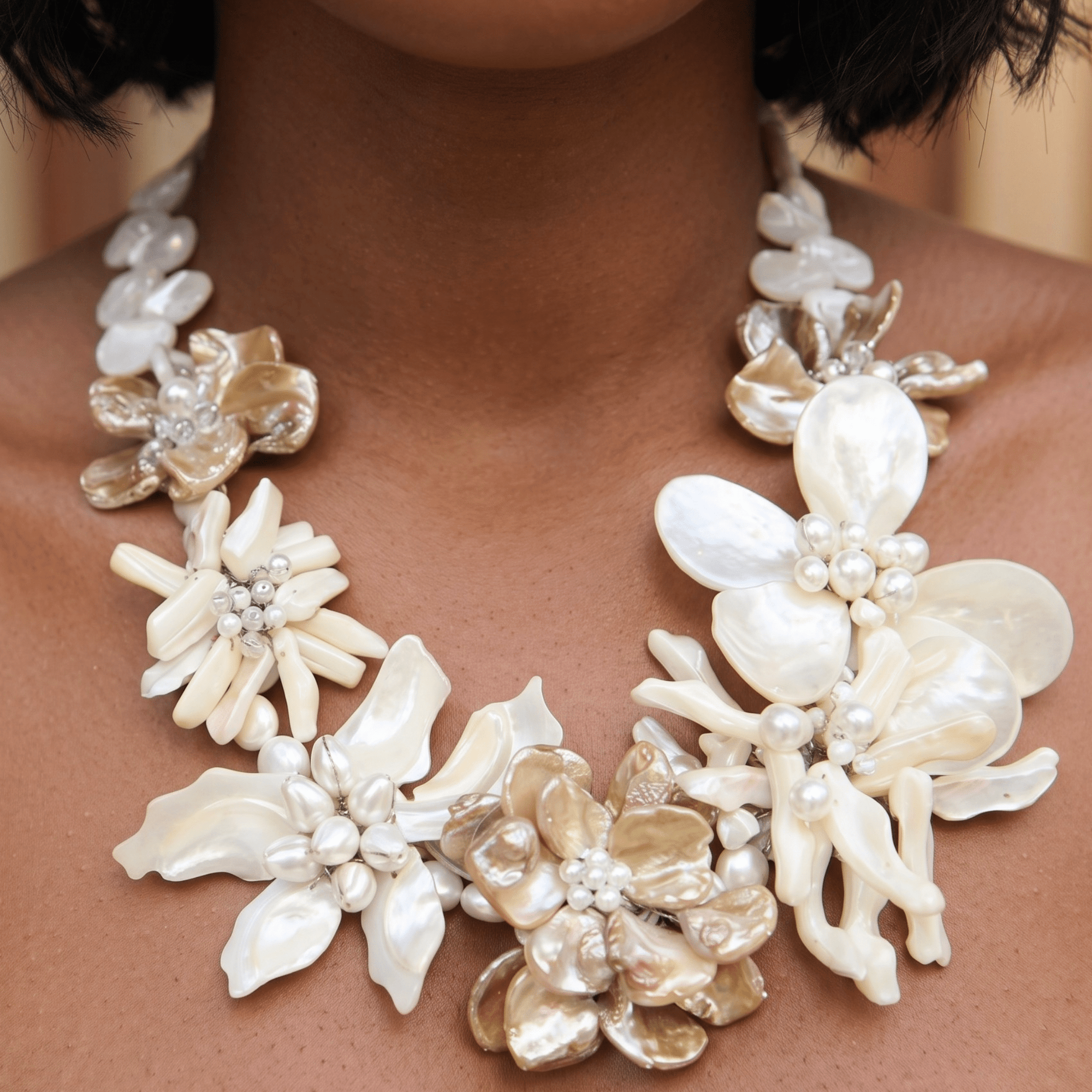 Wisteria Semi Precious Necklace - Mother of Pearl,Necklaces, Sassy Jones,