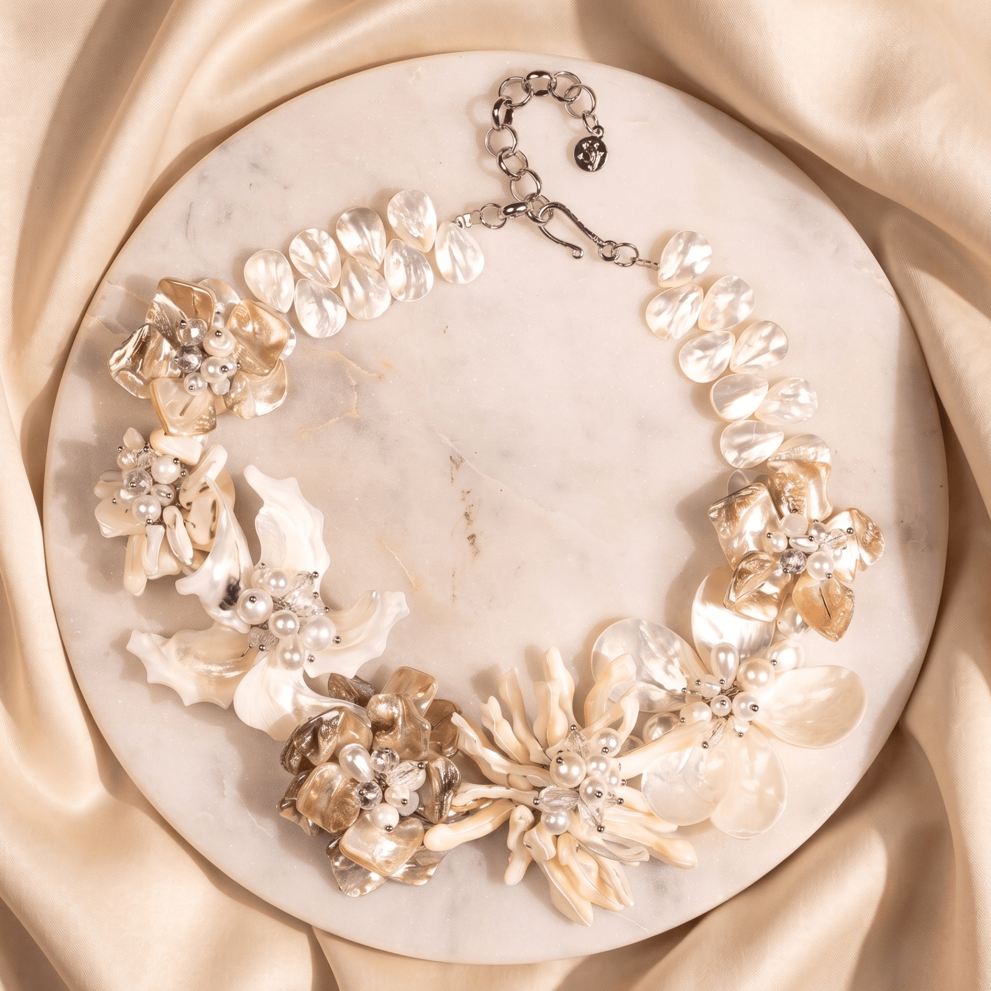 Wisteria Semi Precious Necklace - Mother of Pearl,Necklaces, Sassy Jones,
