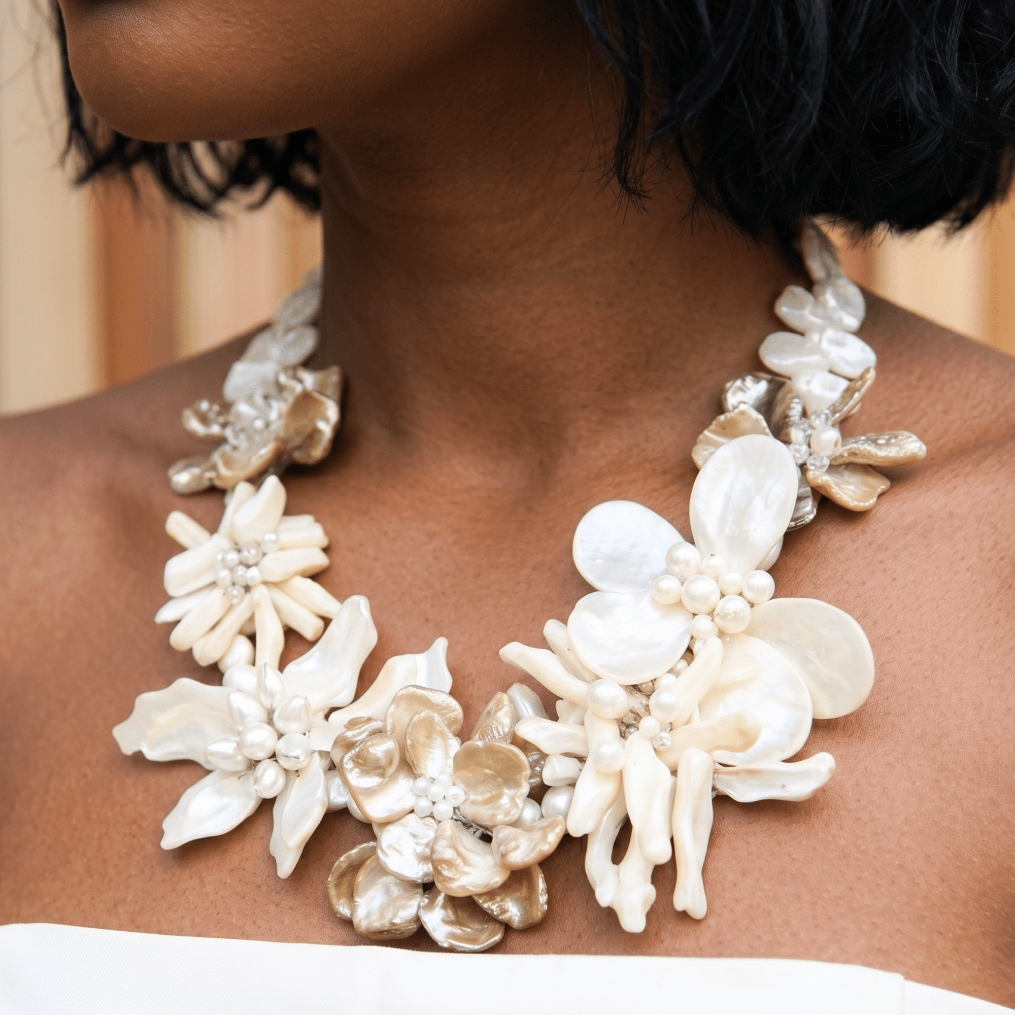 Wisteria Semi Precious Necklace - Mother of Pearl,Necklaces, Sassy Jones,
