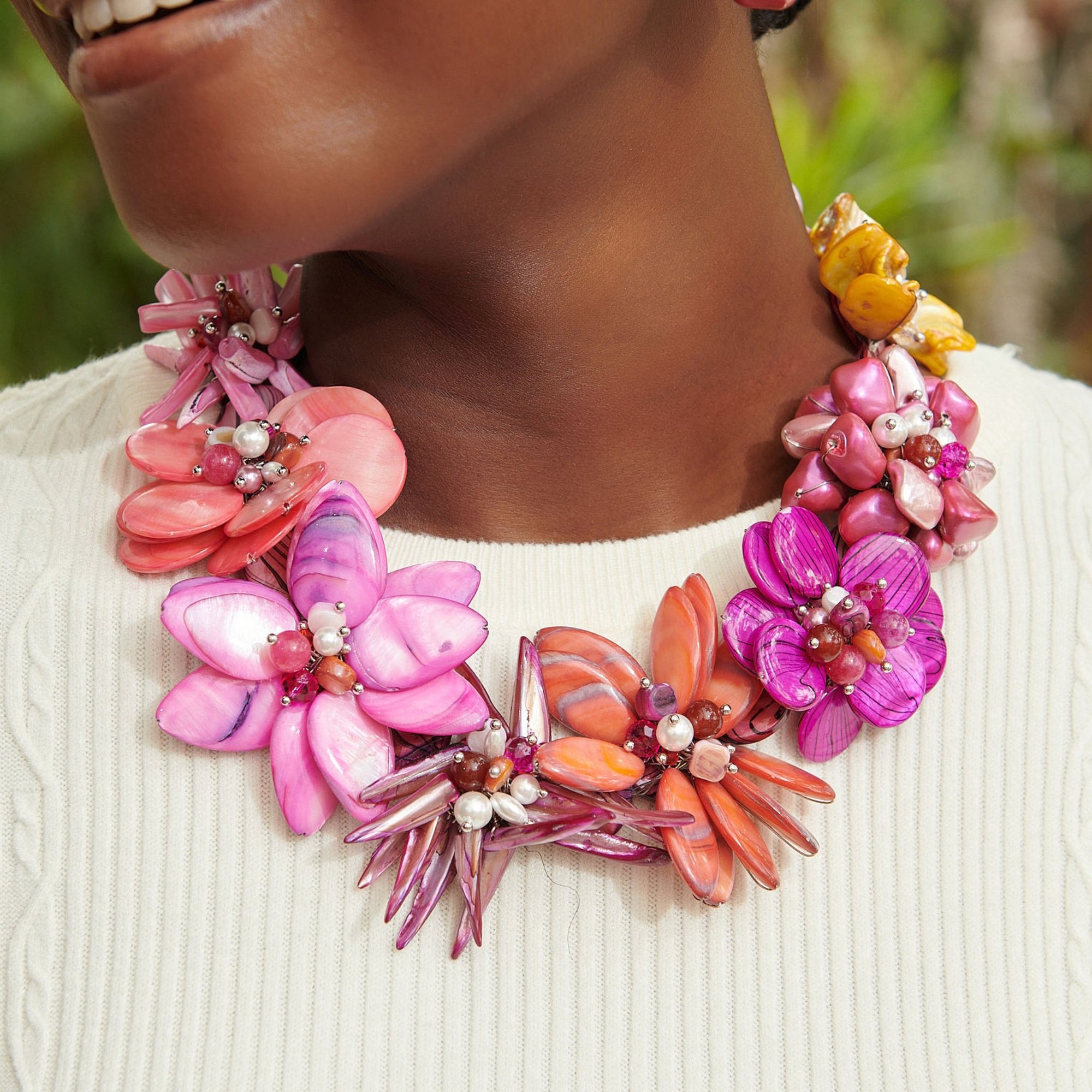 Wisteria Semi Precious Necklace - Pink/ Orange Abalone,Necklaces, Sassy Jones,