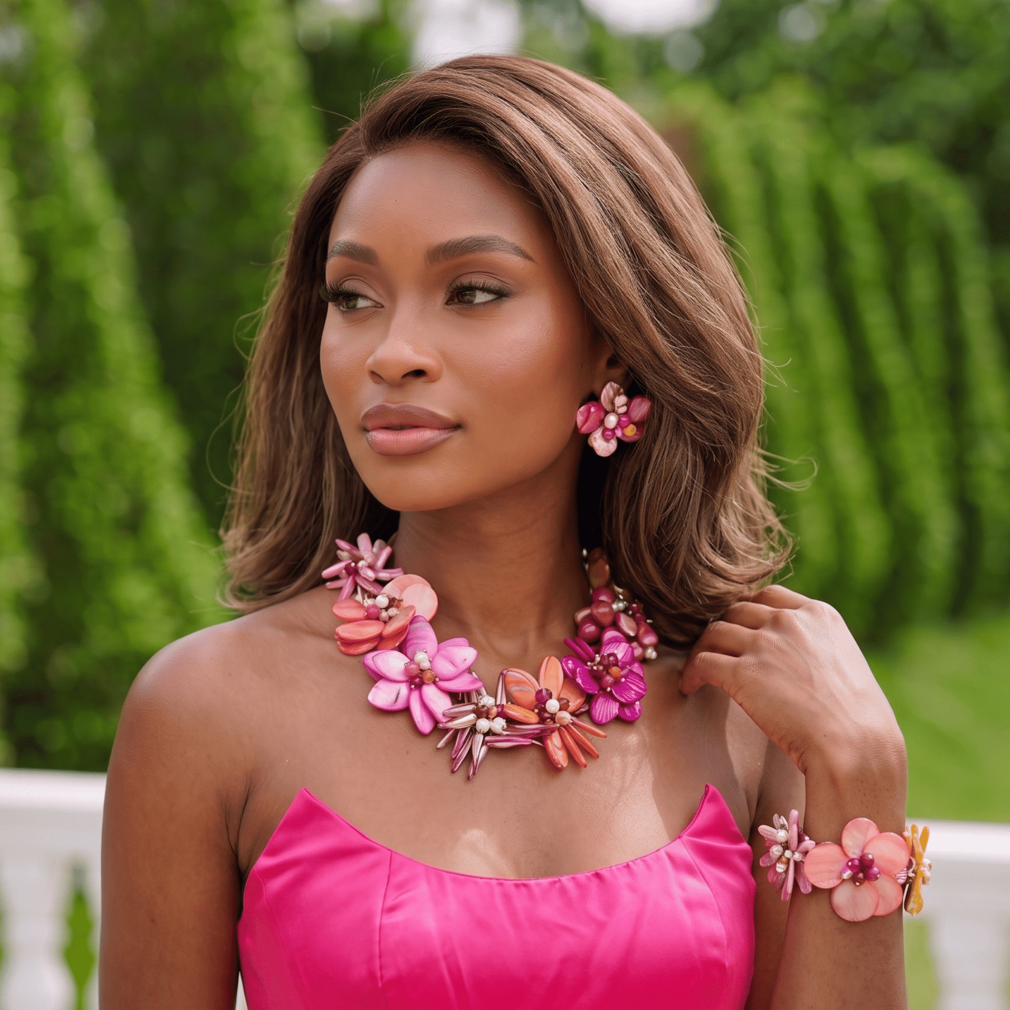 Wisteria Semi Precious Necklace- Pink/ Orange Abalone (Sold Out/Reserve Today/Ships August),Necklaces, Sassy Jones,