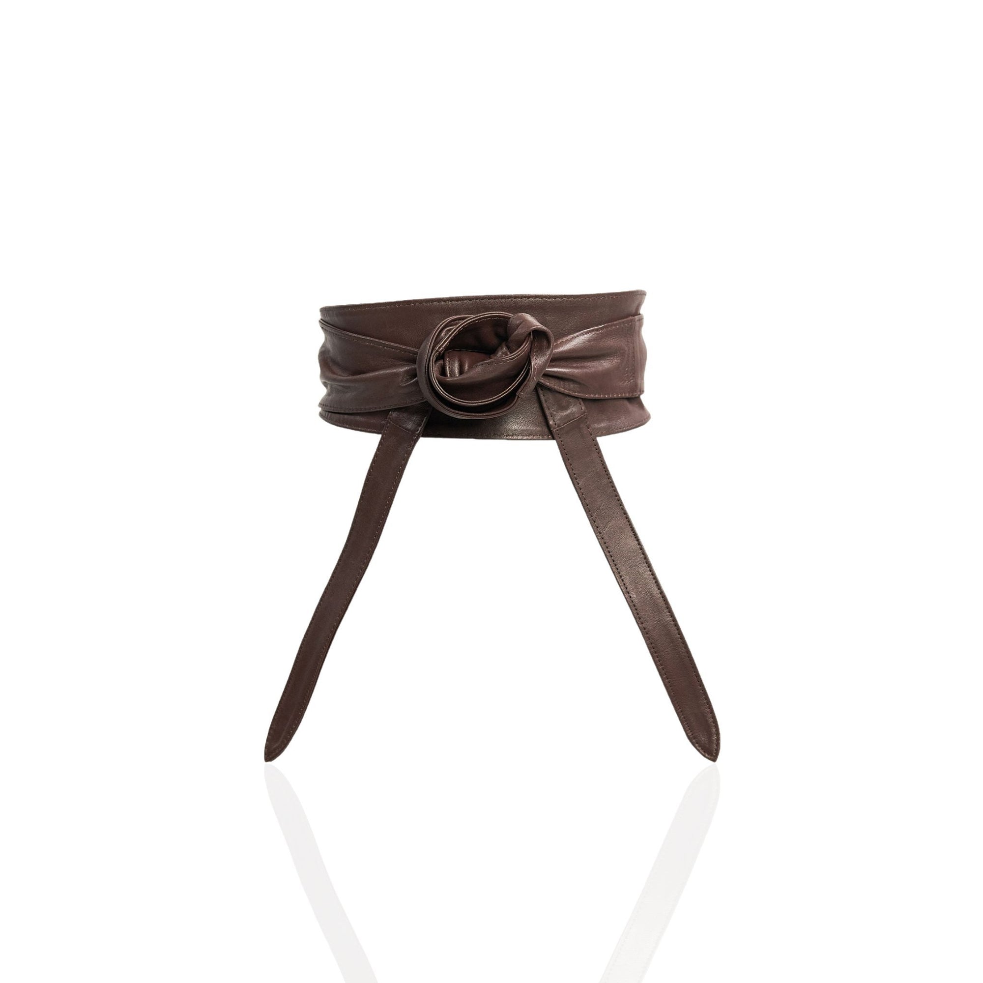 Yaya Leather Wrap Belt - Chocolate - Sassy Jones