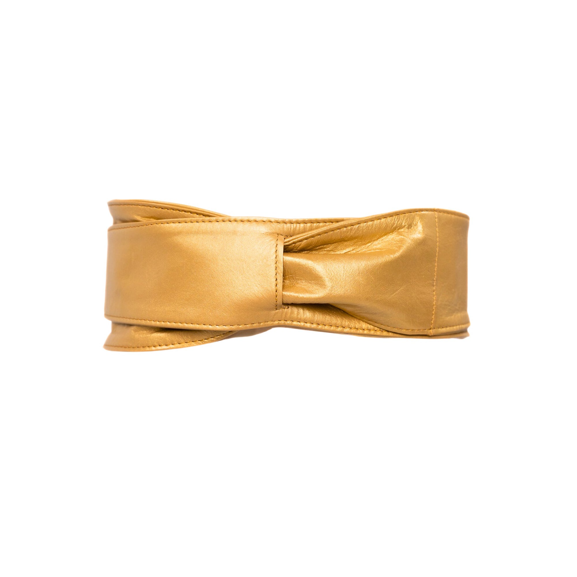 Yaya Leather Wrap Belt - Metallic Gold - Sassy Jones