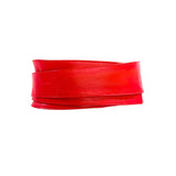 Sheepskin Leather Obi Wrap Belt  - Red