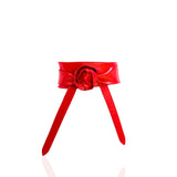 Sheepskin Leather Obi Wrap Belt  - Red