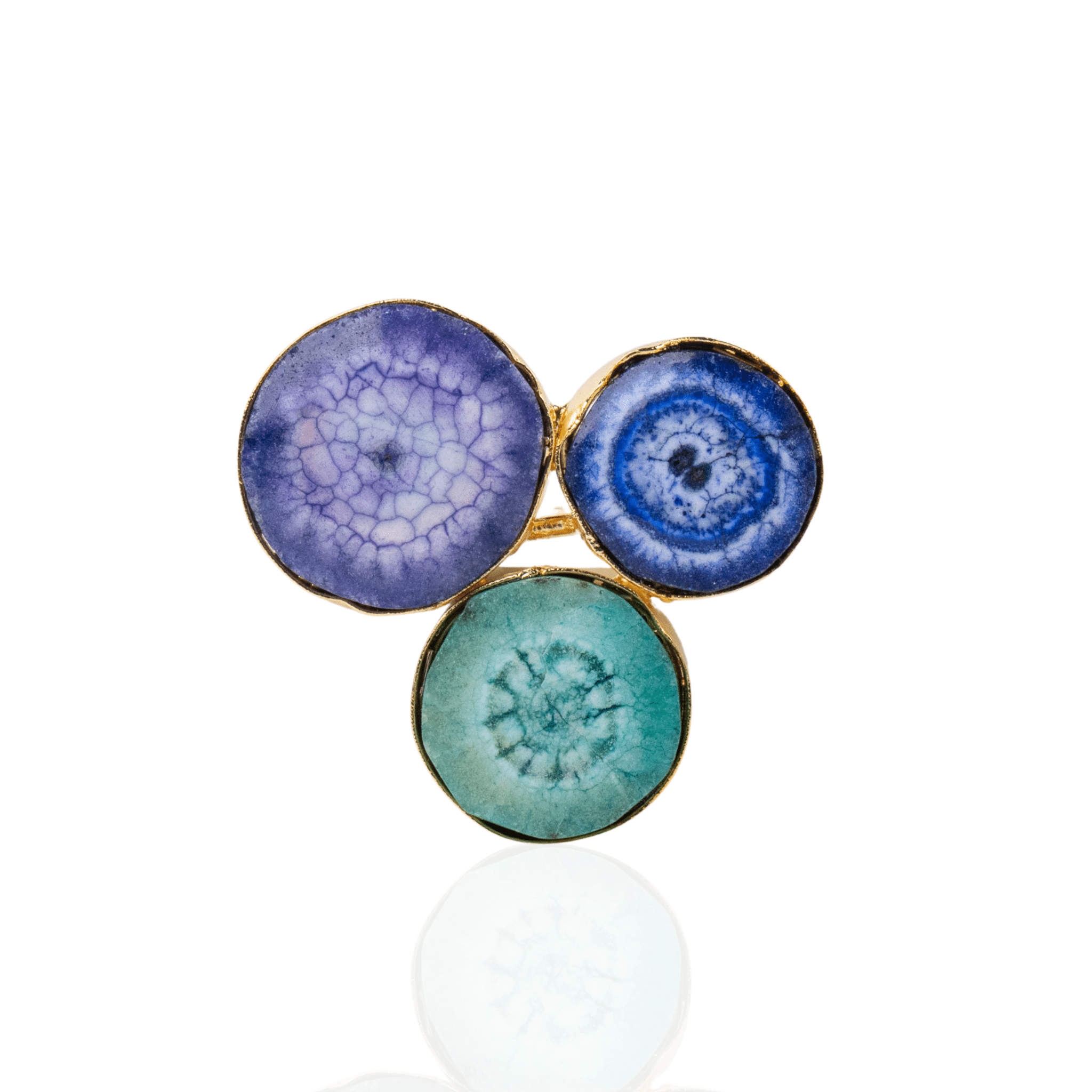 Zari Agat Cluster Adjustable Ring - Green/Purple/Blue,Rings, Sassy Jones,