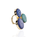 Zari Agat Cluster Adjustable Ring - Green/Purple/Blue,Rings, Sassy Jones,