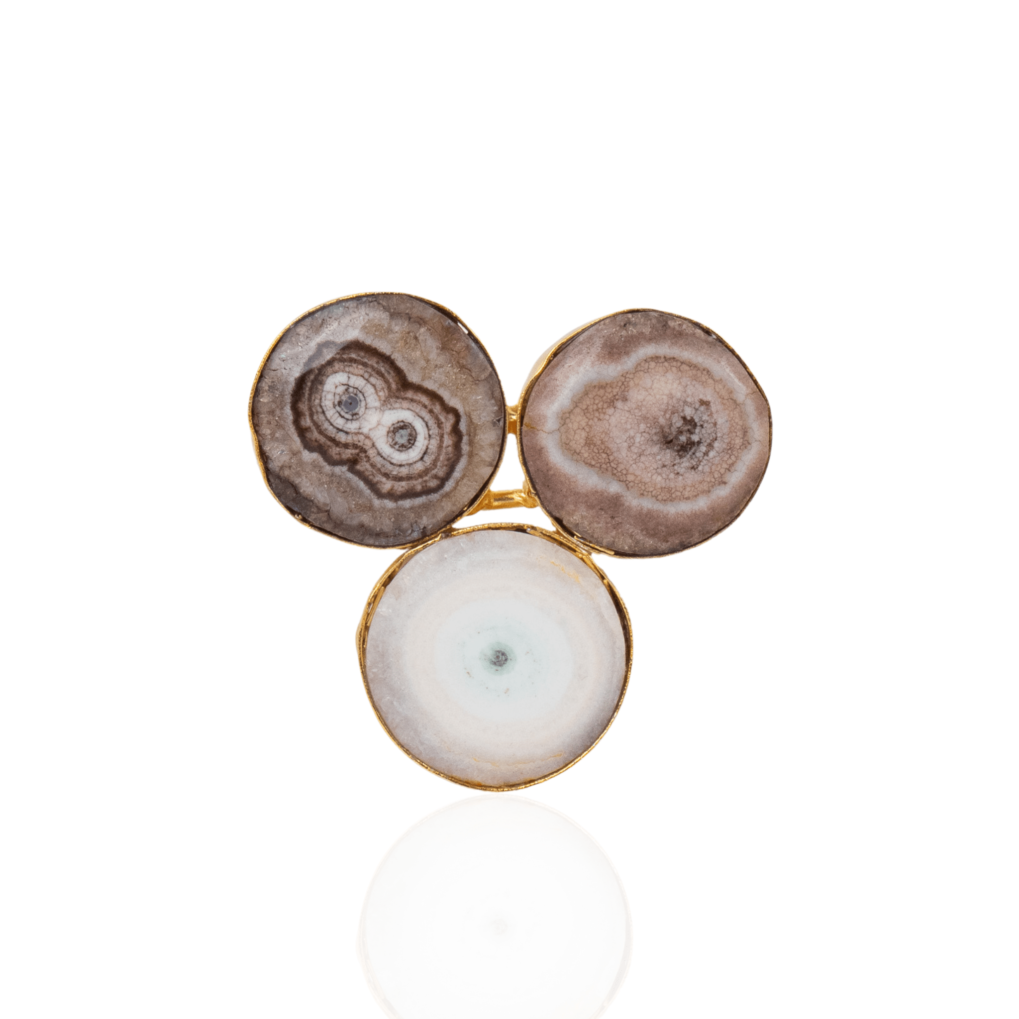 Zari Agate Cluster Adjustable Ring - Neutral,Rings, Sassy Jones,