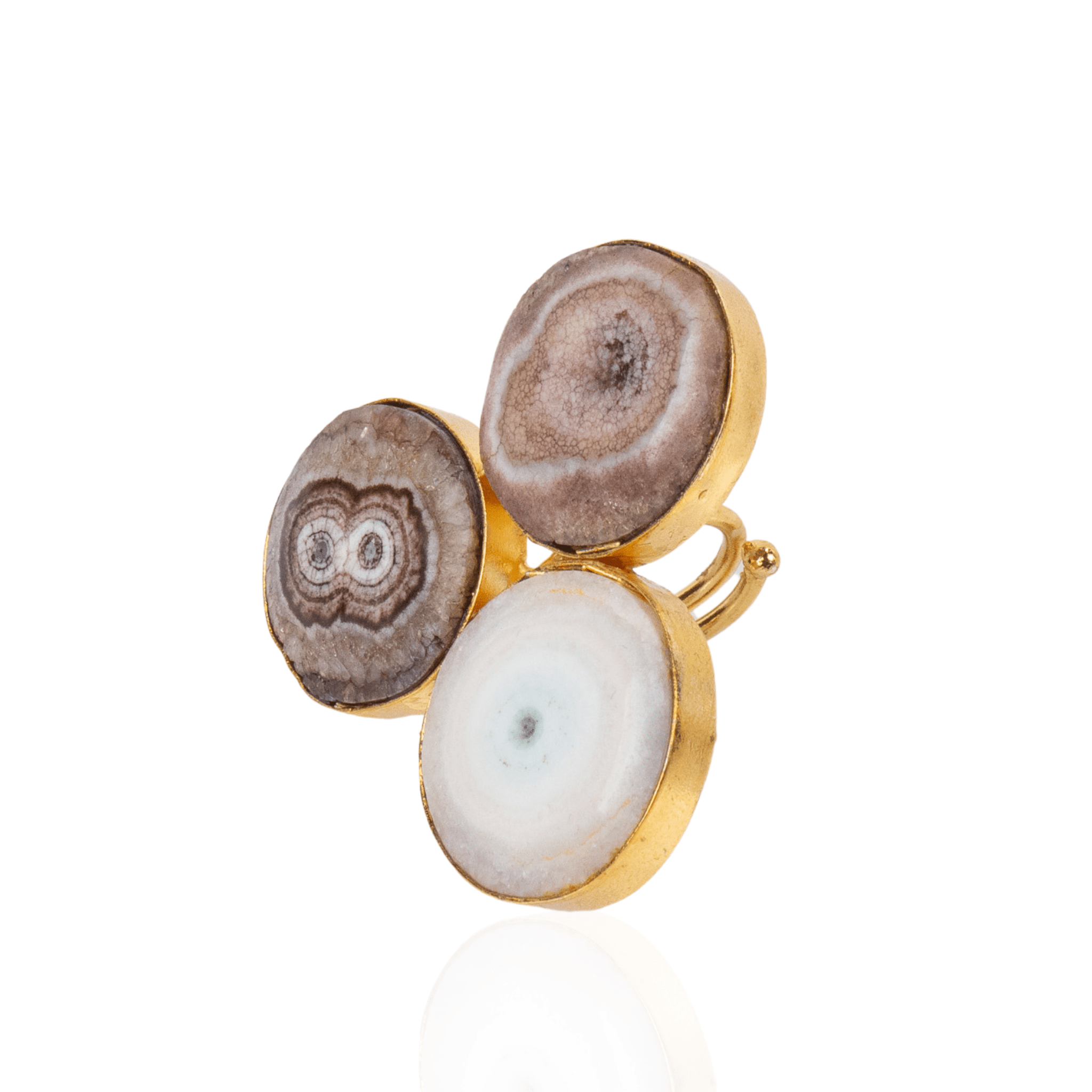 Zari Agate Cluster Adjustable Ring - Neutral,Rings, Sassy Jones,