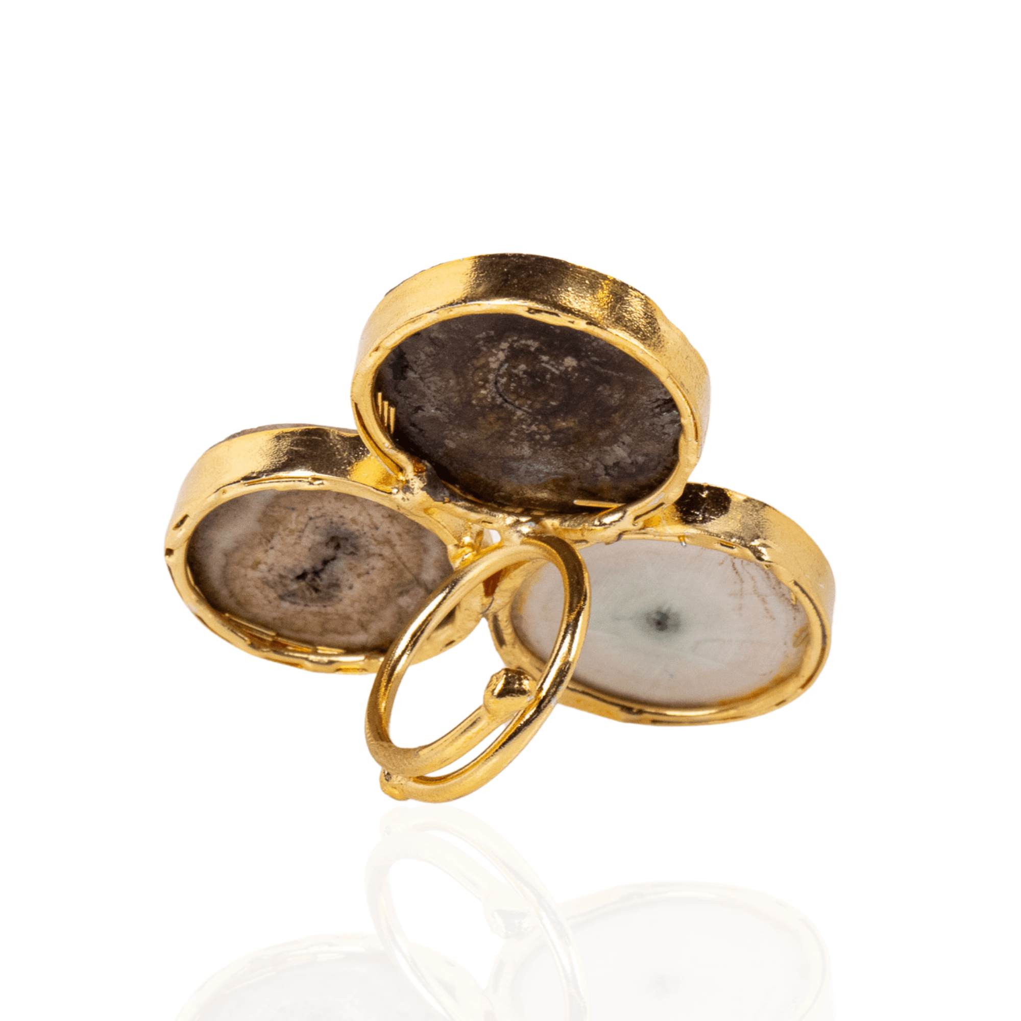 Zari Agate Cluster Adjustable Ring - Neutral,Rings, Sassy Jones,