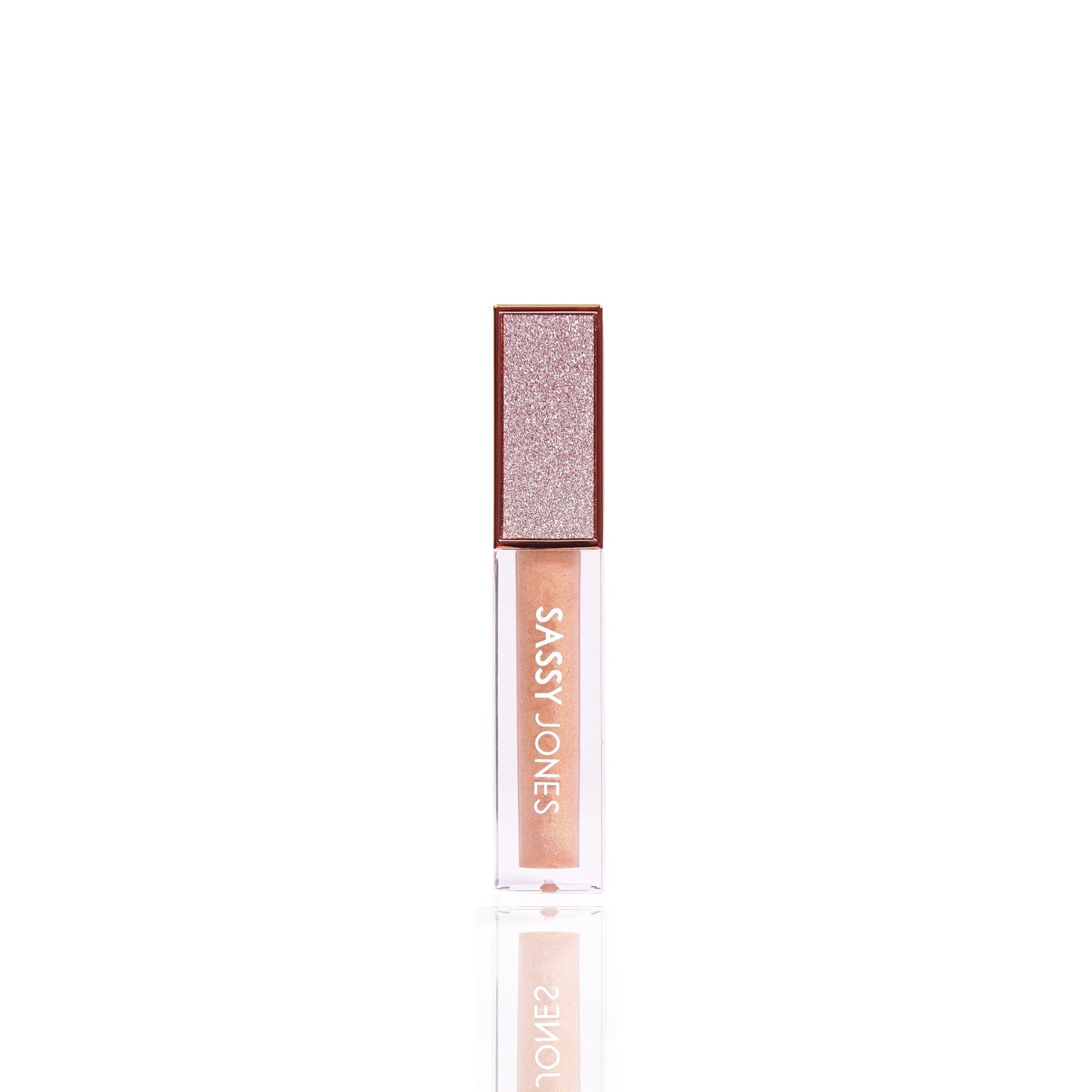 Bae Sparkle Luxe Lip Gloss - Sassy Jones Hydrating gold lip gloss Bold lip gloss Long-lasting non-stick lip gloss Luxurious lip gloss High-pigment lip gloss Everyday wear lip gloss Pigment-rich lip gloss Smooth finish lip gloss Natural ingredient lip gloss