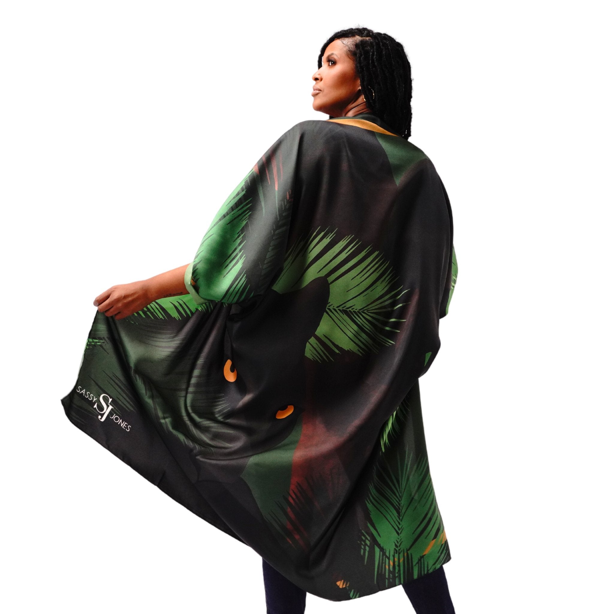 Black Panther Silk Blend Oversized Scarf - Sassy Jones