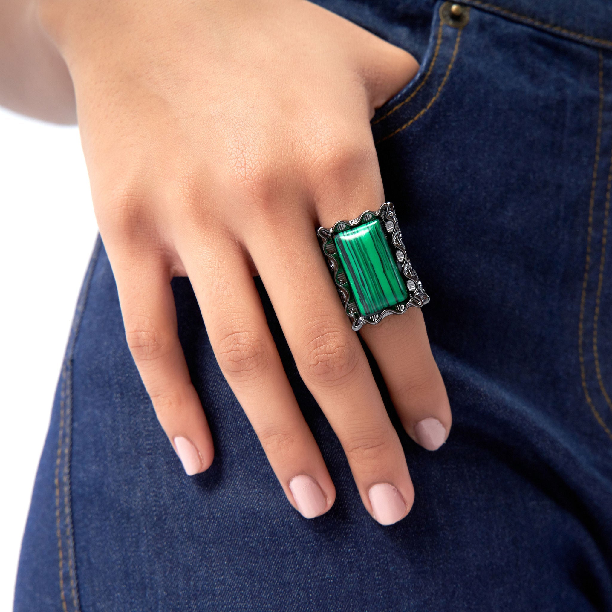 Energy Cocktail Ring - Emerald (Sizes Available) - Sassy Jones