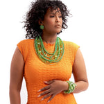 Malia Glass Sparkler - Key Lime Pie (Detachable Layers) - Sassy Jones bib necklace, glass bead necklace, iridescent beads, green crystal, layered necklace