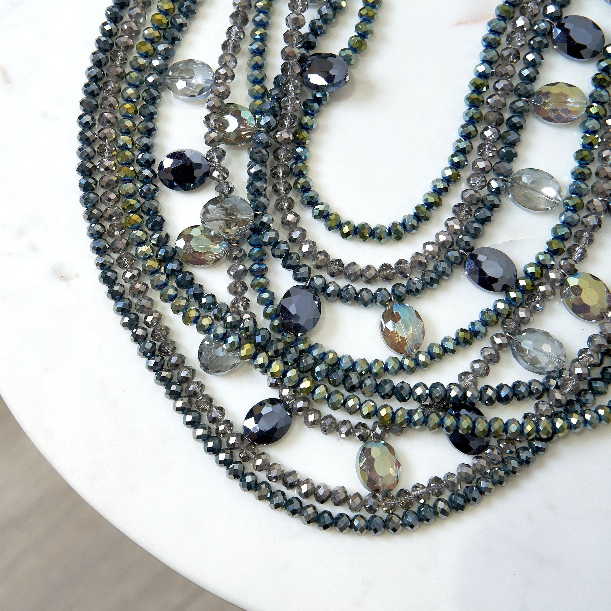 glass beaded jewelry, glass bead necklace, statement necklace, glass beaded statement necklace