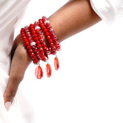 Malia Glass Stretch Bracelet Stack - Cherry - Sassy Jones