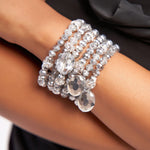 Malia Glass Stretch Bracelet Stack - Frost - Sassy Jones