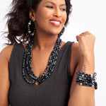 Malia Glass Stretch Bracelet Stack - Onyx - Sassy Jones