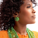 Malia Glass Studs - Key Lime Pie - Sassy Jones green studs, glass bead studs, glass bead earrings, iridescent earrings