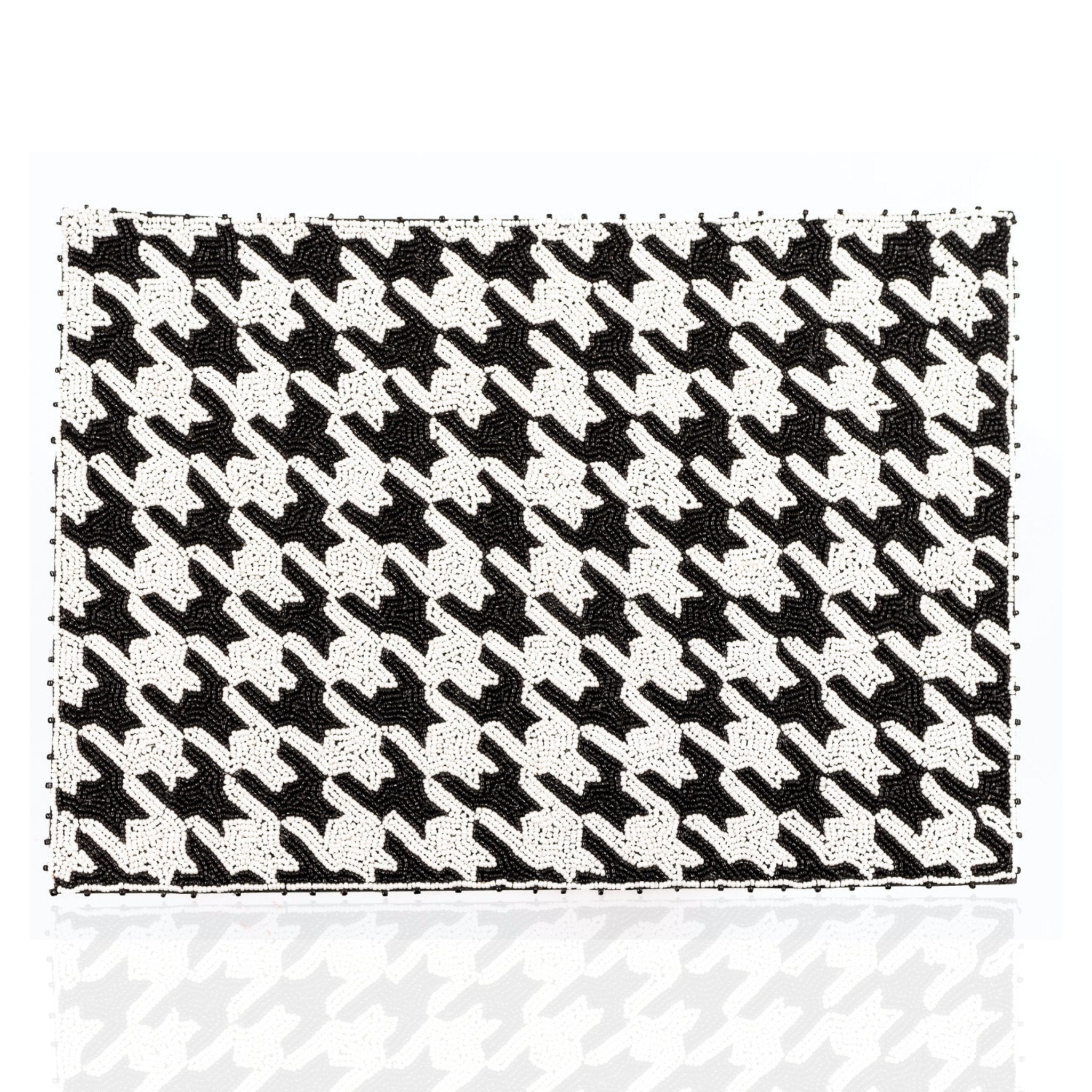 Mzuri Beaded Placemat and Napkin Ring Set of 4 - Houndstooth - Sassy Jones