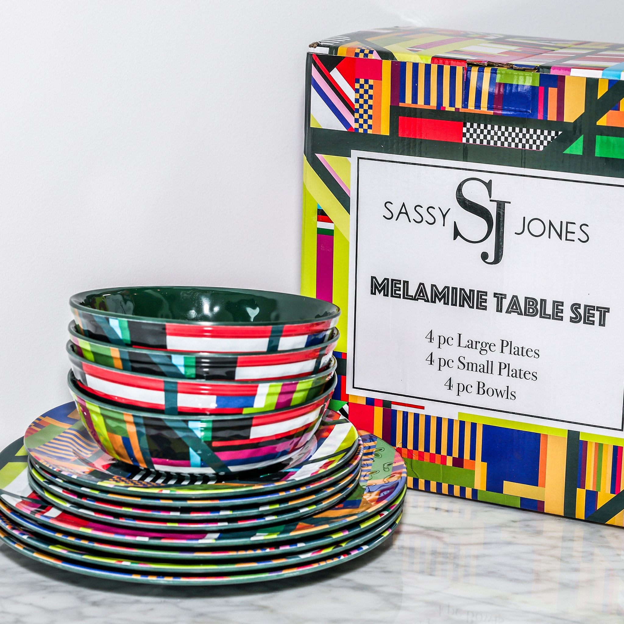 Mzuri Melamine Table Set - Abstract - Sassy Jones