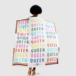Queen Silk Blend Oversized Scarf - White/Multi - Sassy Jones