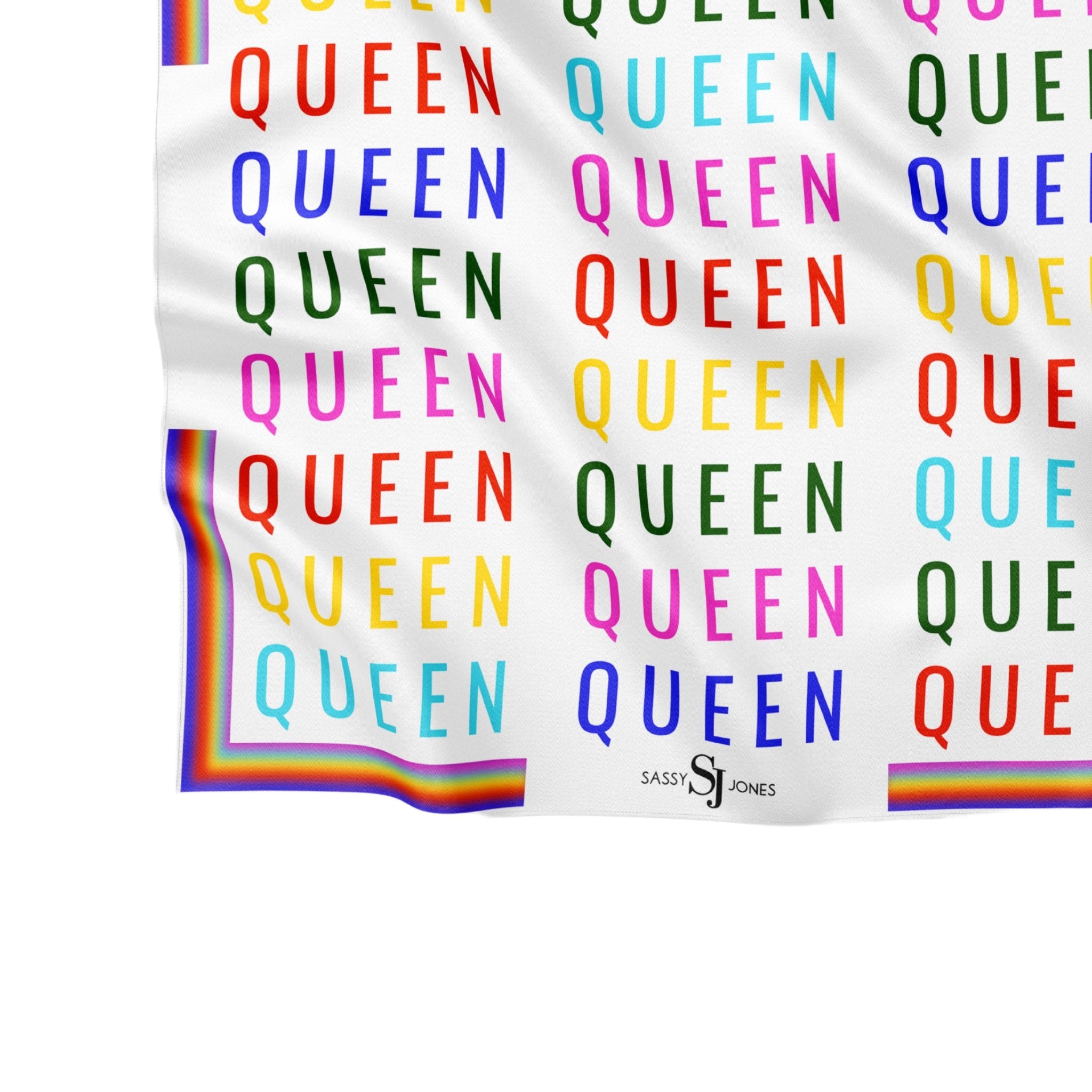 Queen Silk Blend Oversized Scarf - White/Multi - Sassy Jones