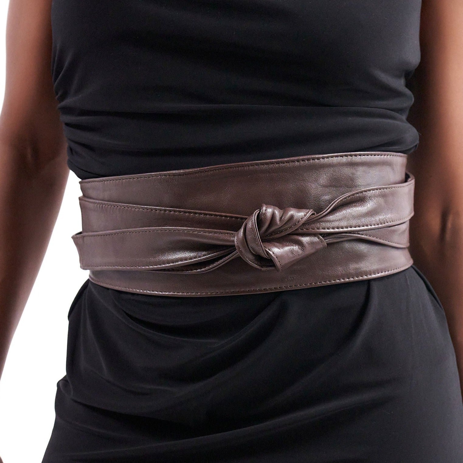 Yaya Leather Wrap Belt - Dark Brown - Sassy Jones